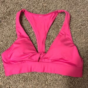Small PINK gym to swim top hot pink twist front